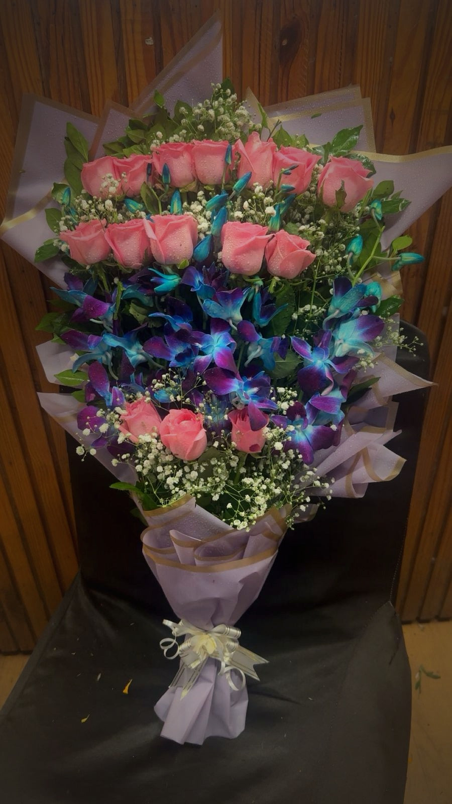 Orchid & Rose Hand-Tied Bouquet